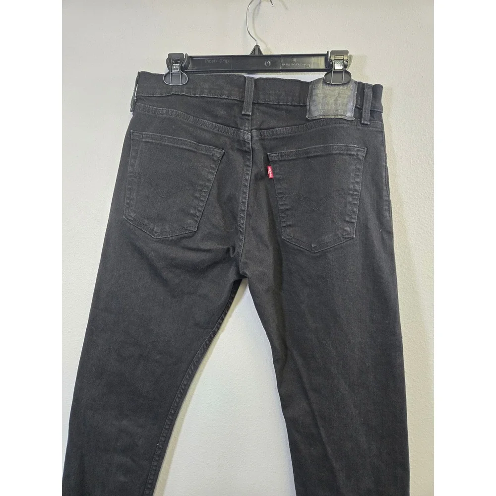 Levi's 512 Slim Taper Black Denim Jeans Mens 33x30